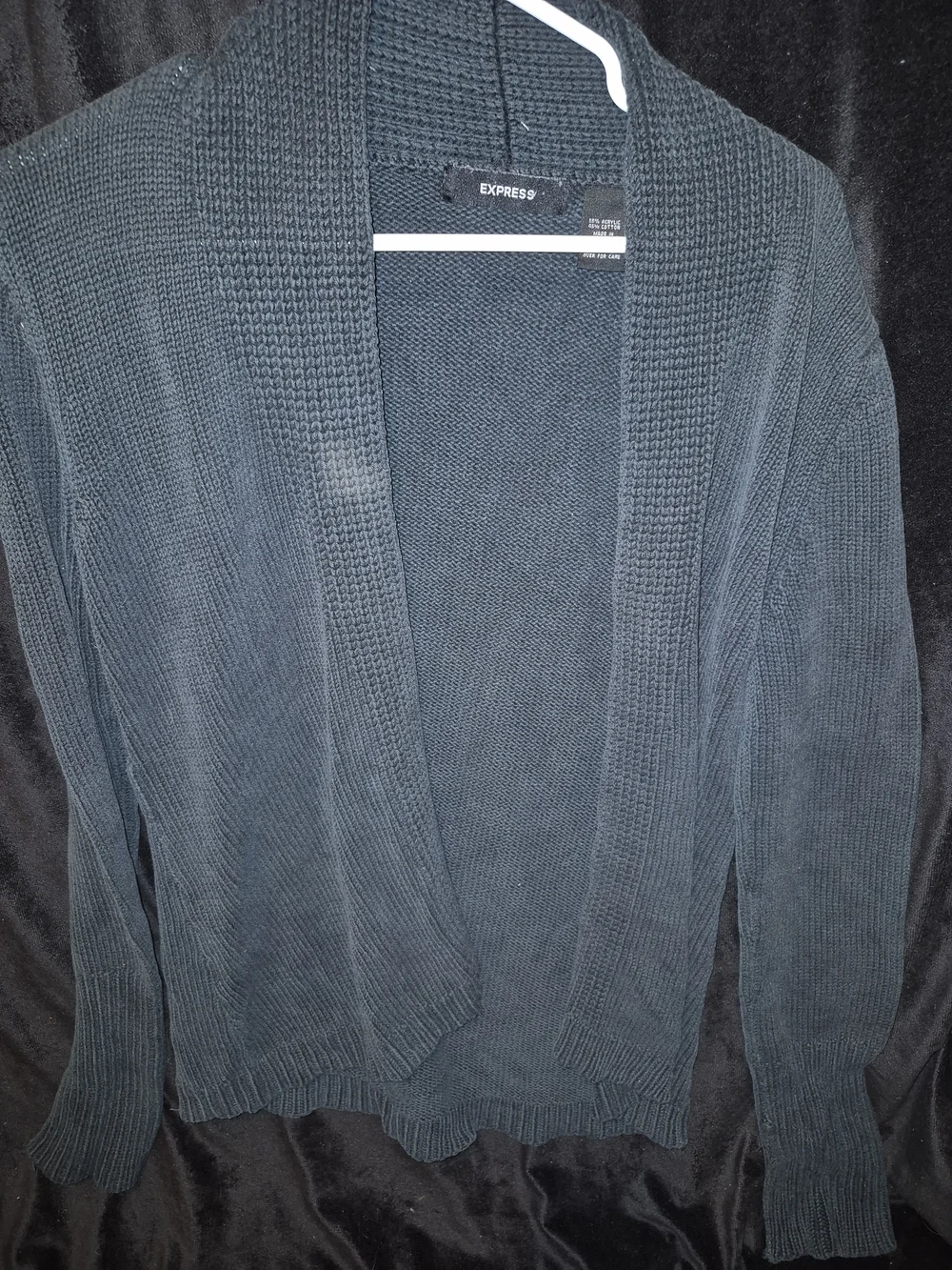 Express Open-Front Slate Gray Knit Cardigan - Picture 1 of 3